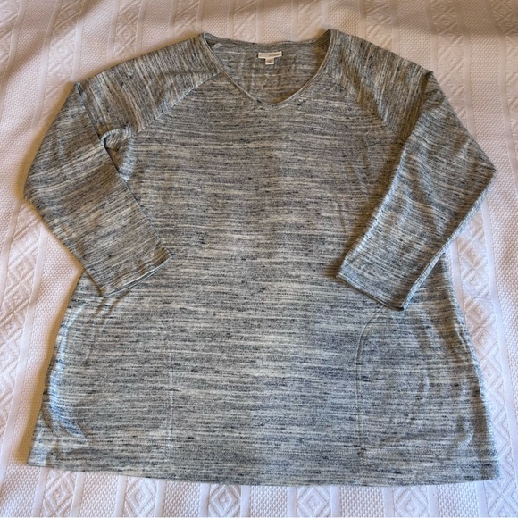 Pure Jill Heathered Blue Gray V Neckline Cotton Sweater Size 1X - Picture 4 of 5